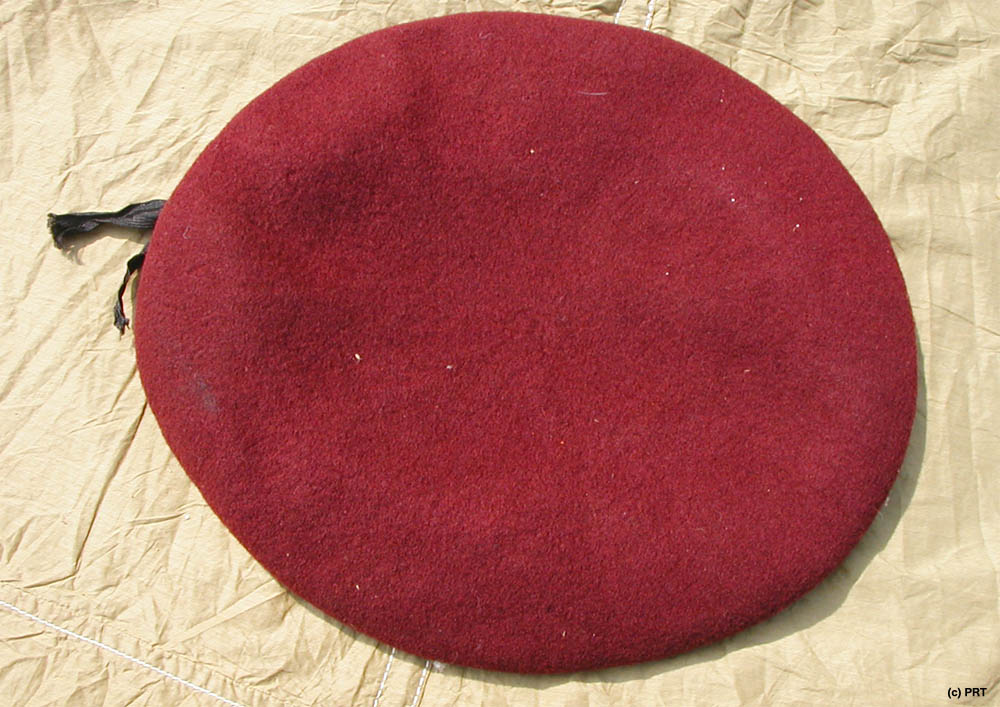An Airborne Maroon Beret by British Industries Ltd.   Other famous makers include Kangol (abbrevation for Knitted ANGOra wooL)